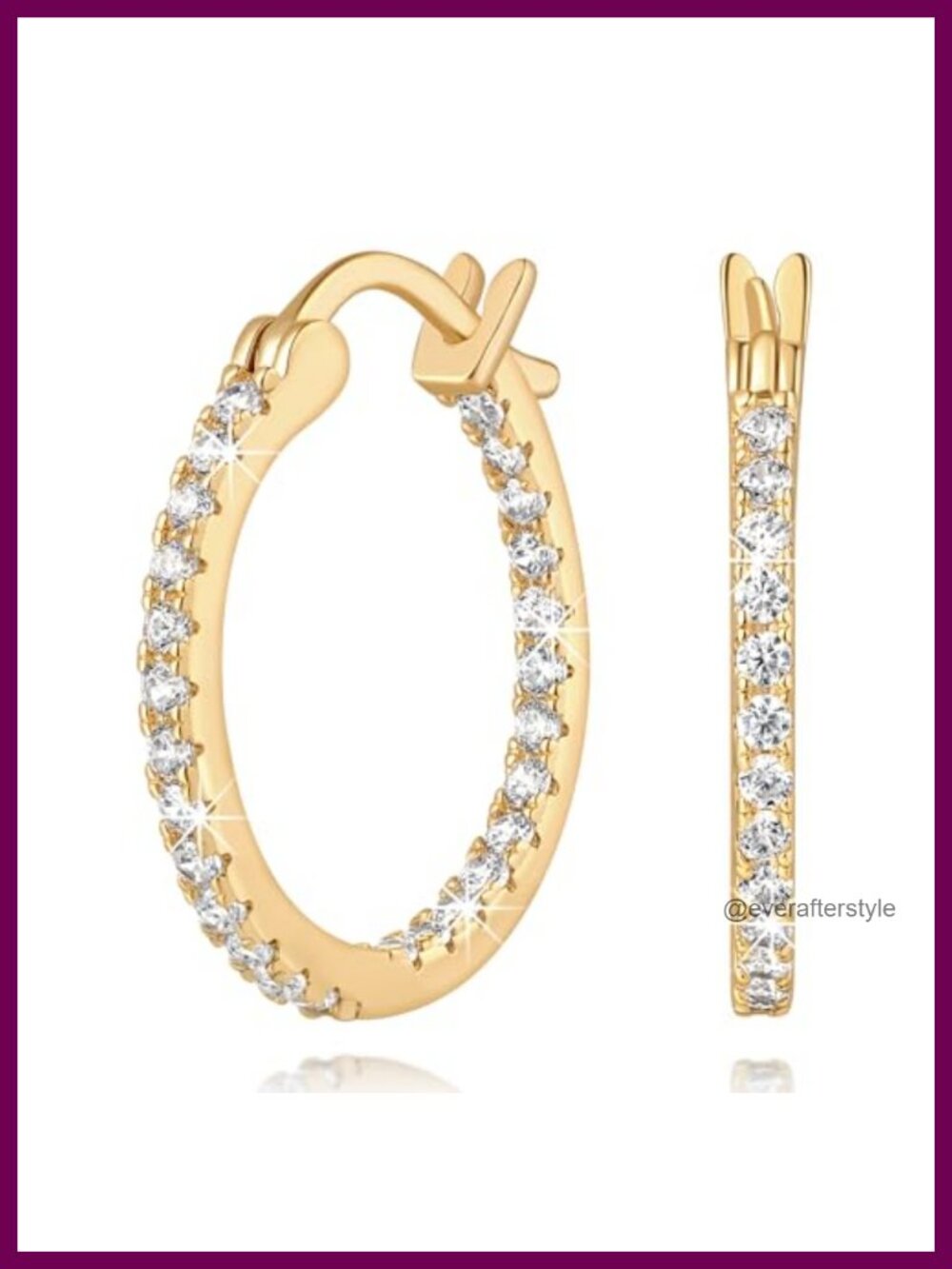 14K Gold Plated Hoop Earrings for Women Zircon Sparkle